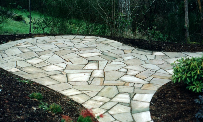 Hand Cut Wilkeson Sandstone Patio Construction