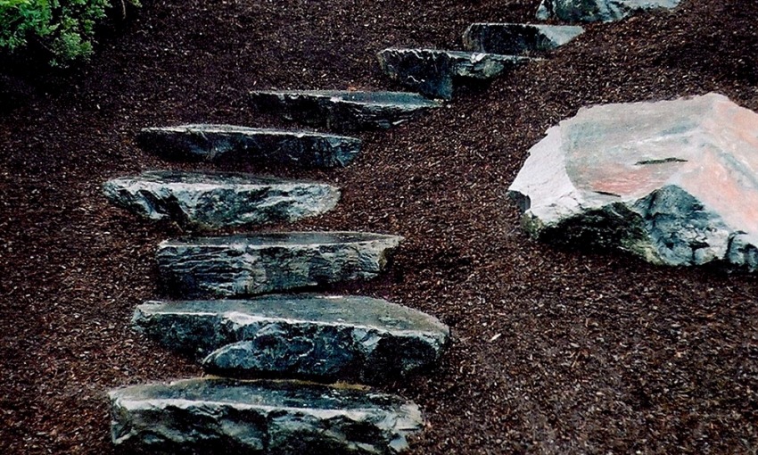 Natural Stone Steps and Boulder Feature