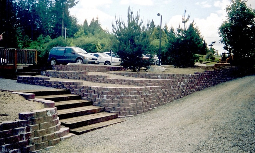 Multi-Level Concrete Landscape Block Retaining Wall